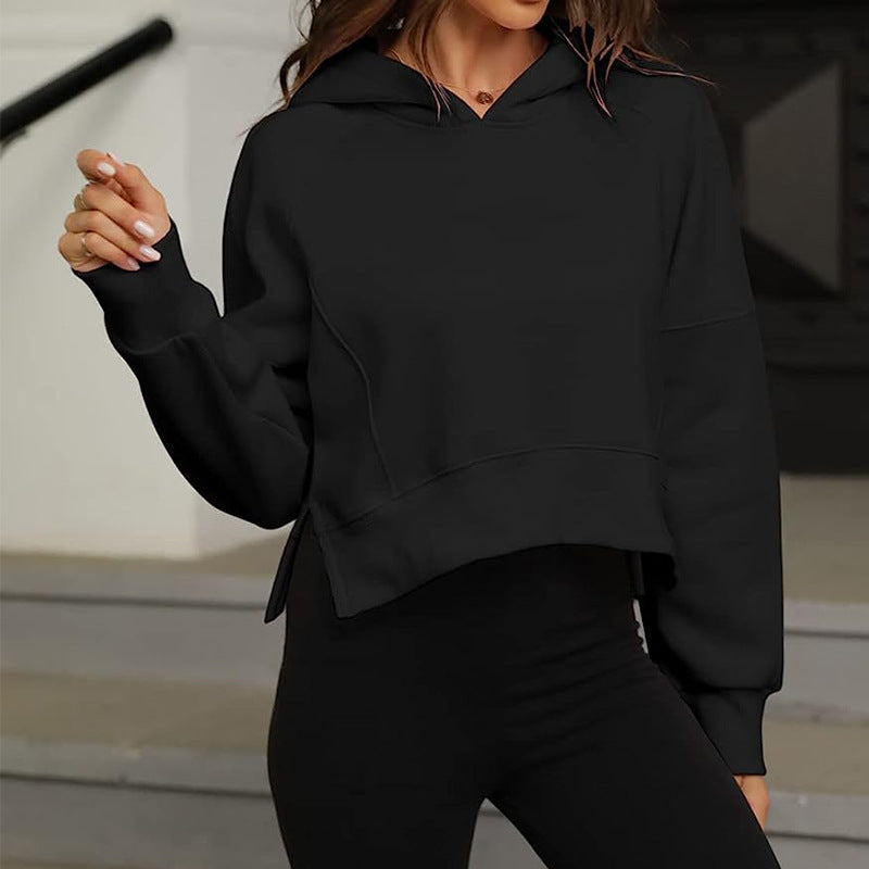 Damen modischer cropped Kapuzenpullover Fudus