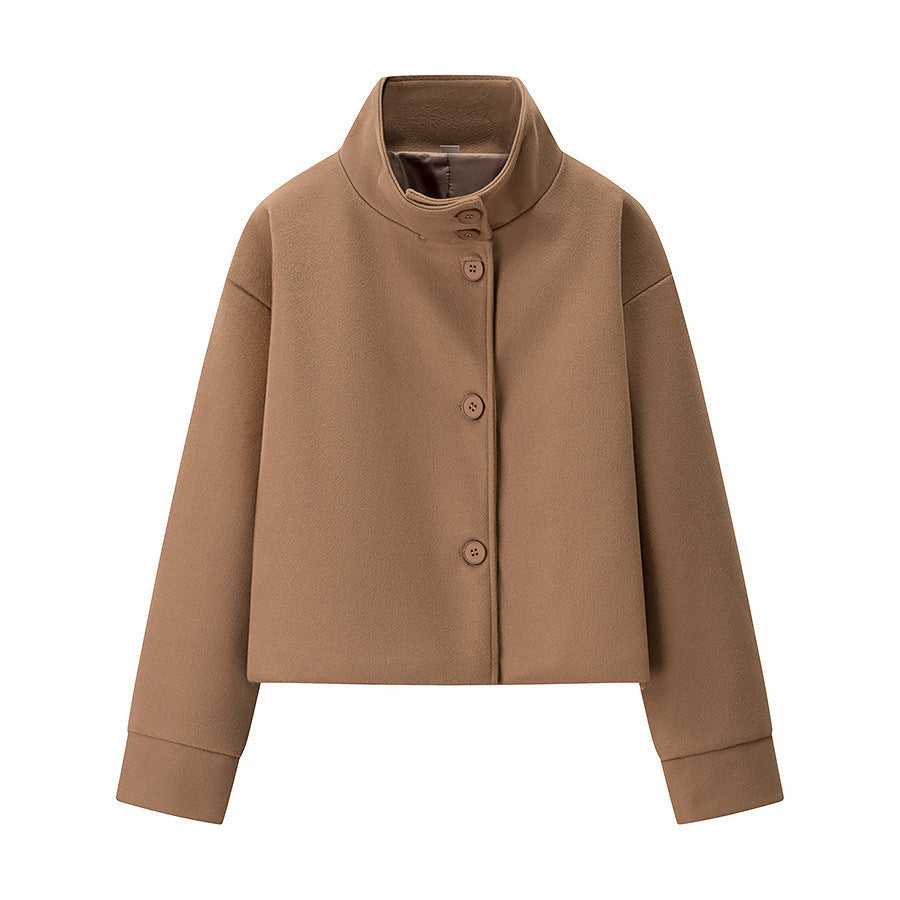 Damen Kurzjacke mit modernem Kragen und eleganten Knopfdetails Fudus