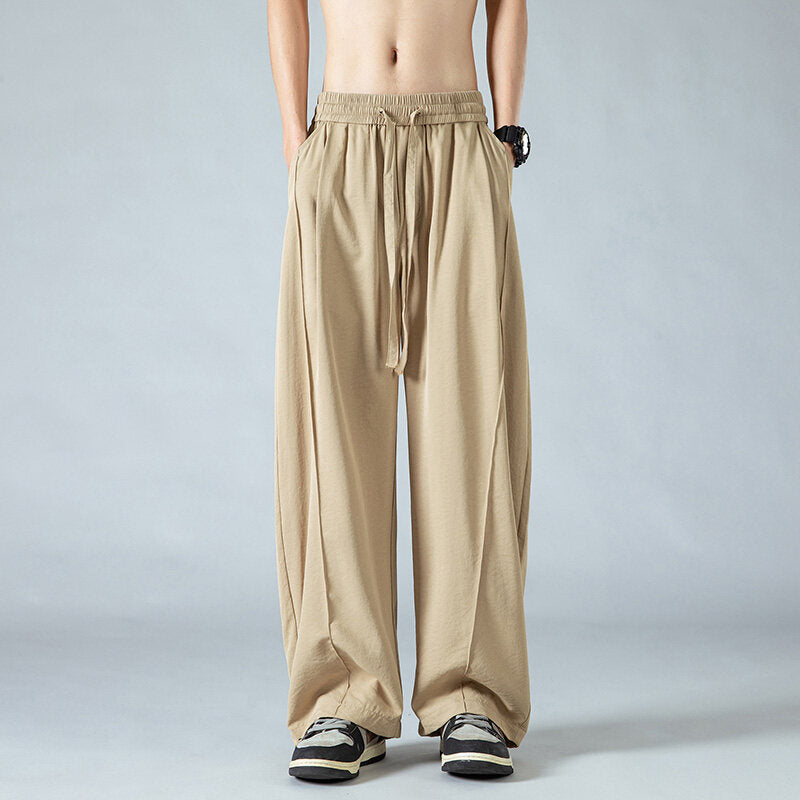 Herren Bequeme und lässige Stoffhose mit elastischem Bund und weit geschnittenem Schnitt Fudus