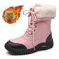 Damen isolierte Winterstiefel mit modischem Kunstfellkragen und rutschfester Sohle Fudus