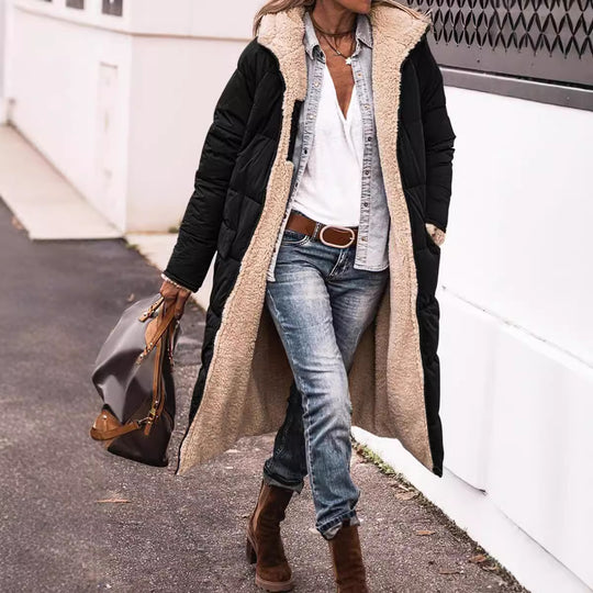 Damen kuscheln langer Daunenmantel Fudus