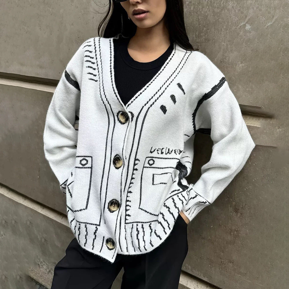 Damen Modischer Strickcardigan mit einzigartigem Design Fudus