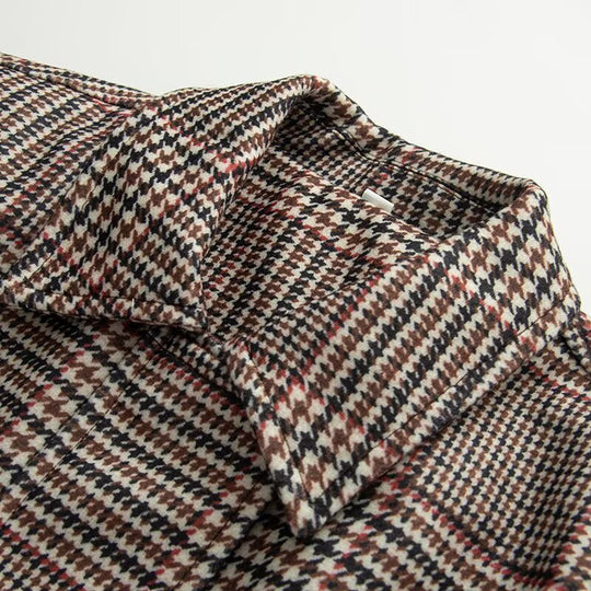 Damen Karierte Übersize-Jacke mit hohen Kragen und elastischem Bund Fudus