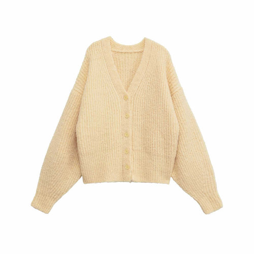 Damen kuscheliger Strickcardigan mit v-Ausschnitt und Knopfdetails Fudus