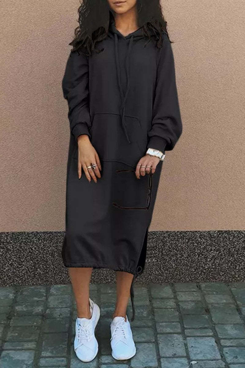 Damen Hoodie-Kleid mit lässiger Passform und praktischen Taschen Fudus