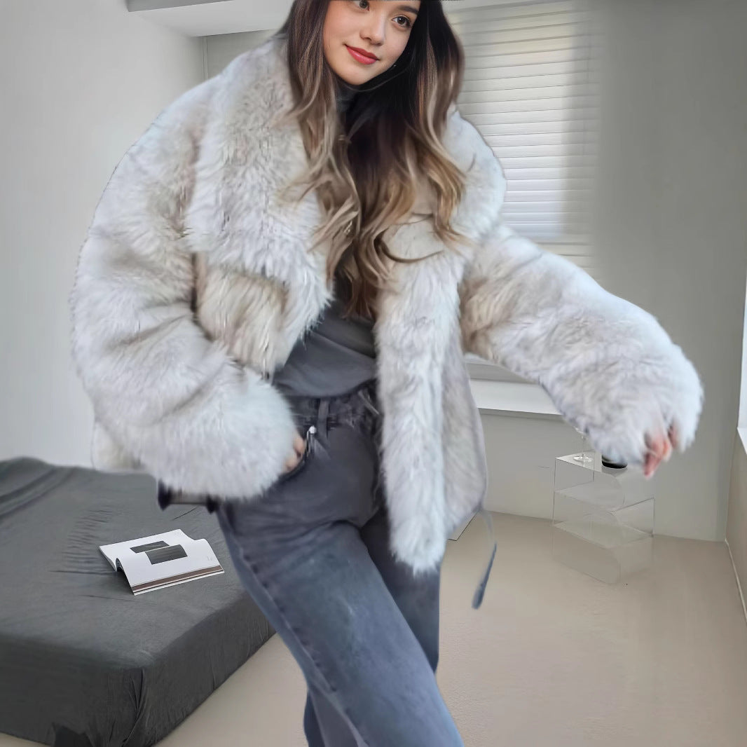 Damen kuschelige Pelzjacke Fudus