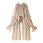 Damen elegantes Chiffon-Cape mit voluminösen Ärmeln Fudus