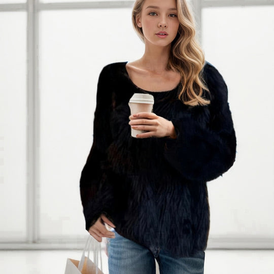 Damen kuscheliger Strickpullover mit luftiger Struktur Fudus