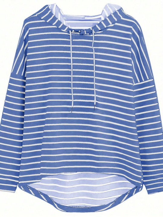 Damen Kapuzenpullover mit modernem Streifenmuster und lässigem Schnitt Fudus