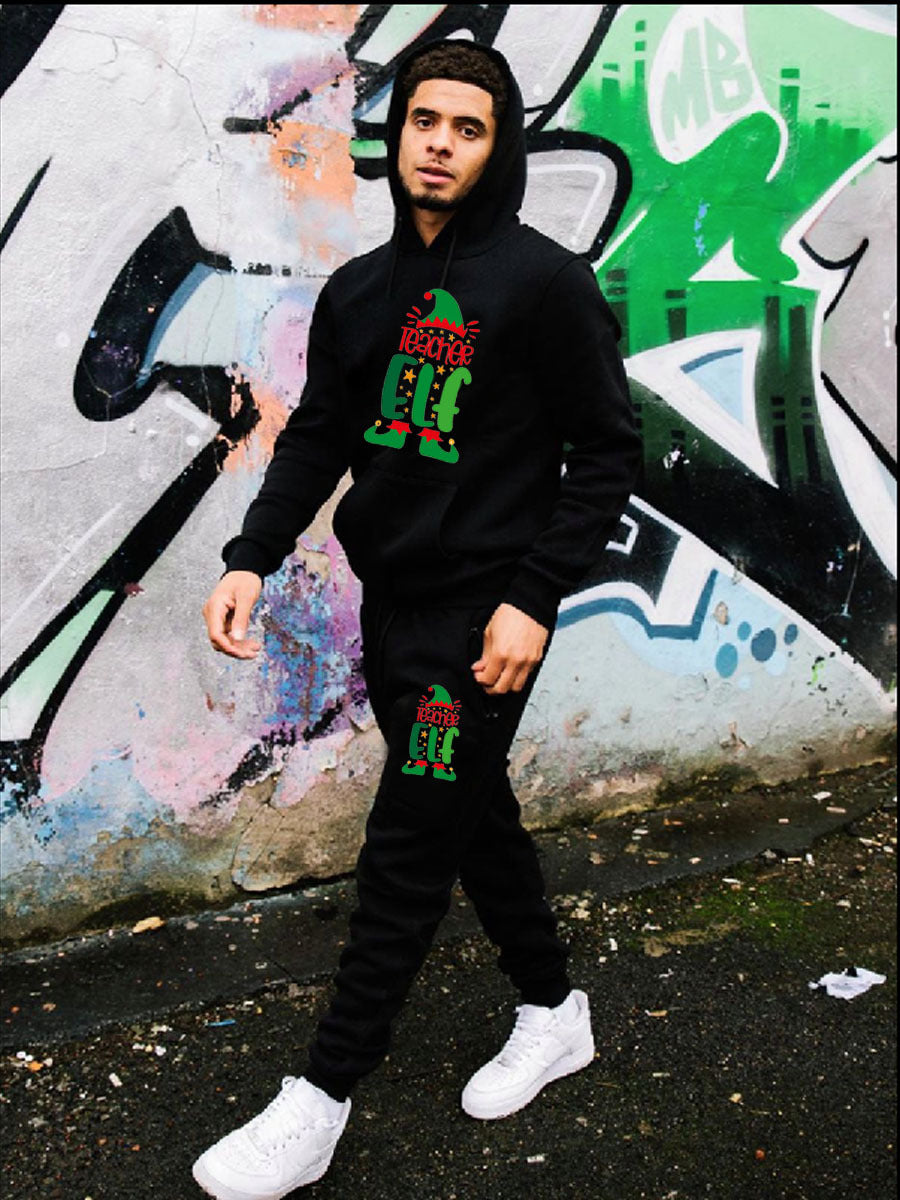 Damen Hoodie und Jogginghose Set mit festlichem Weihnachtsmotiv Fudus