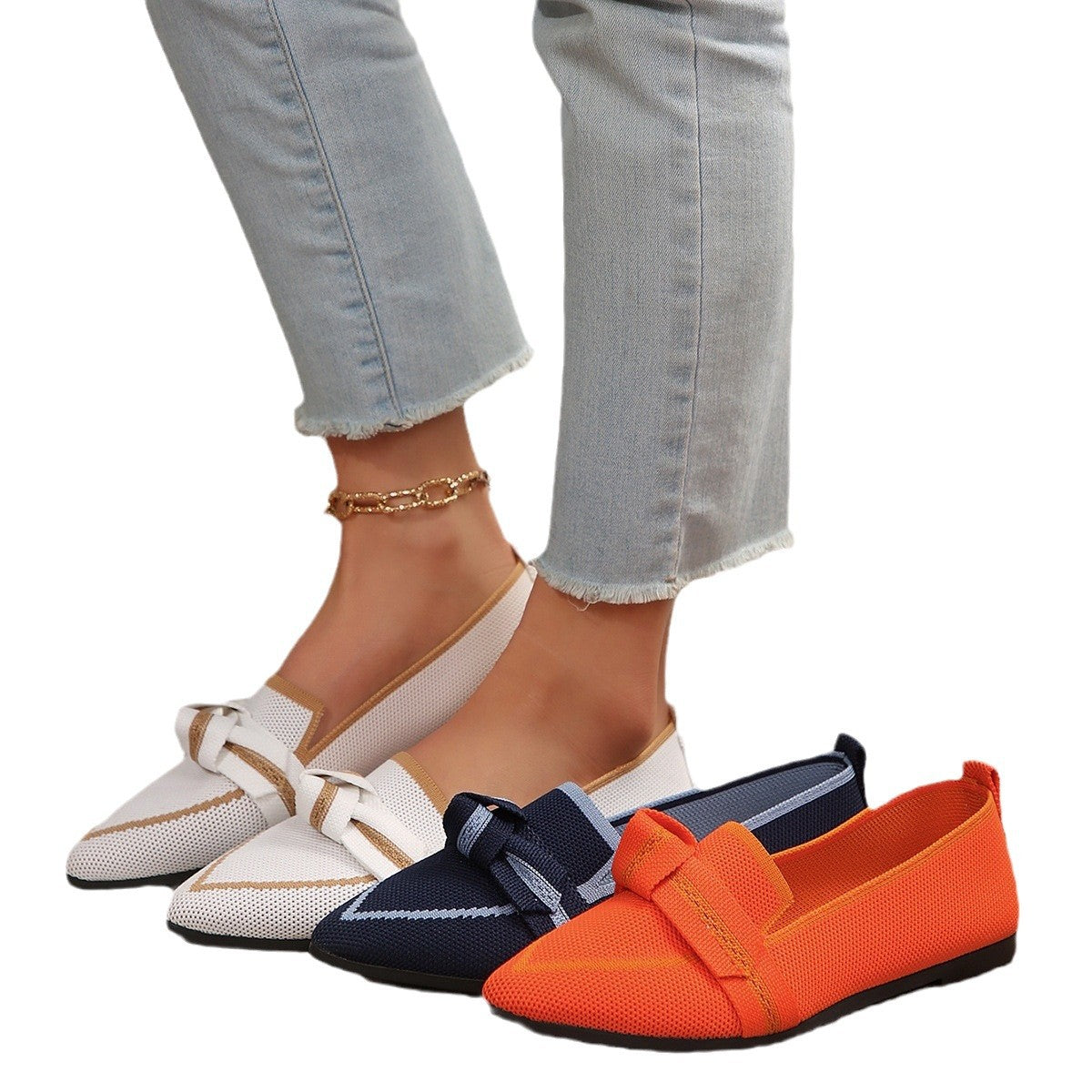 Damen Elegante Slipper Knoten Details