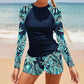 Damen Surf Set UV Schutz Langärmelige Rashguard Shorts Schnelltrocknend