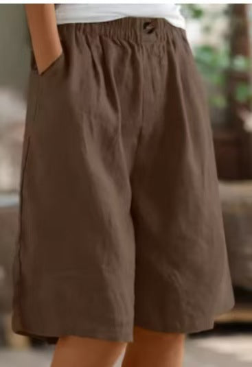 Damen lässige Leinen-Shorts Fudus