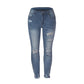 Damen Modische Ripped Jeans Mit Fransigem Saum