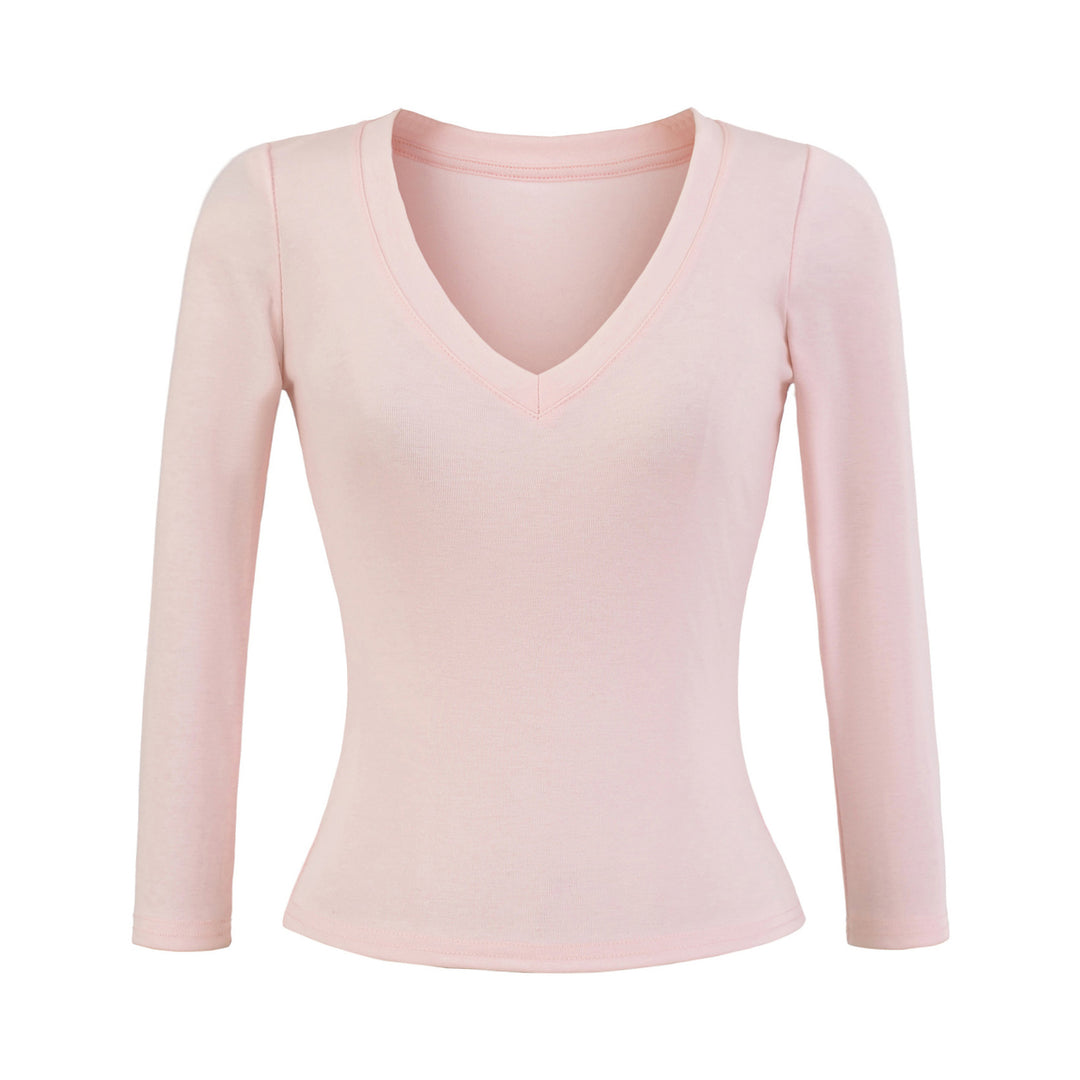 Damen Langärmliges V-Ausschnitt Oberteil Fudus