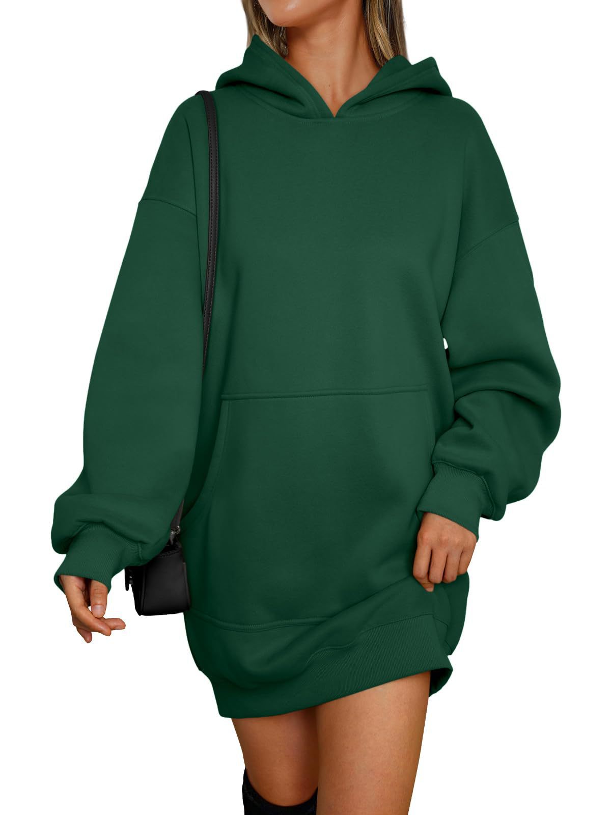 Damen Hoodie-Kleid mit oversize Schnitt und Kängurutasche Fudus