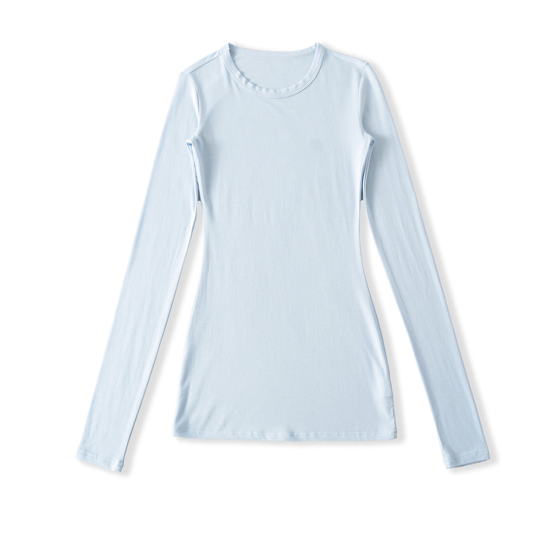 Damen langärmliges Rippenshirt mit raffinierten Drapierungsdetails Fudus