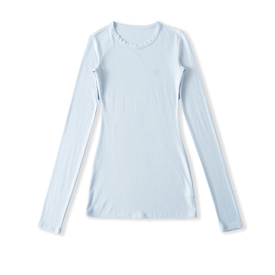 Damen langärmliges Rippenshirt mit raffinierten Drapierungsdetails Fudus