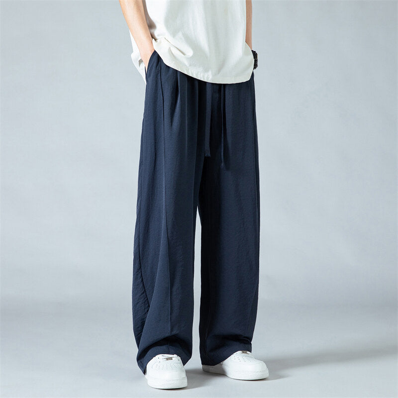 Herren Bequeme und lässige Stoffhose mit elastischem Bund und weit geschnittenem Schnitt Fudus