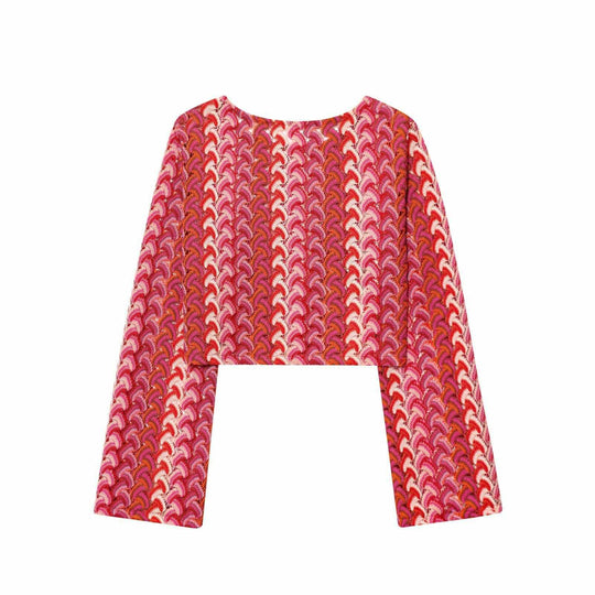 Damen Hochtaillierte Palazzo-Hose mit modernem Wellenmuster Fudus