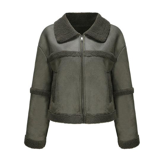Damen Kuschelige Jacke mit Kunstfell Fudus