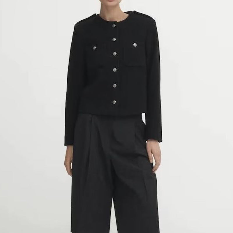 Damen Kurzjacke mit praktischen Taschen und eleganten Knopfdetails Fudus