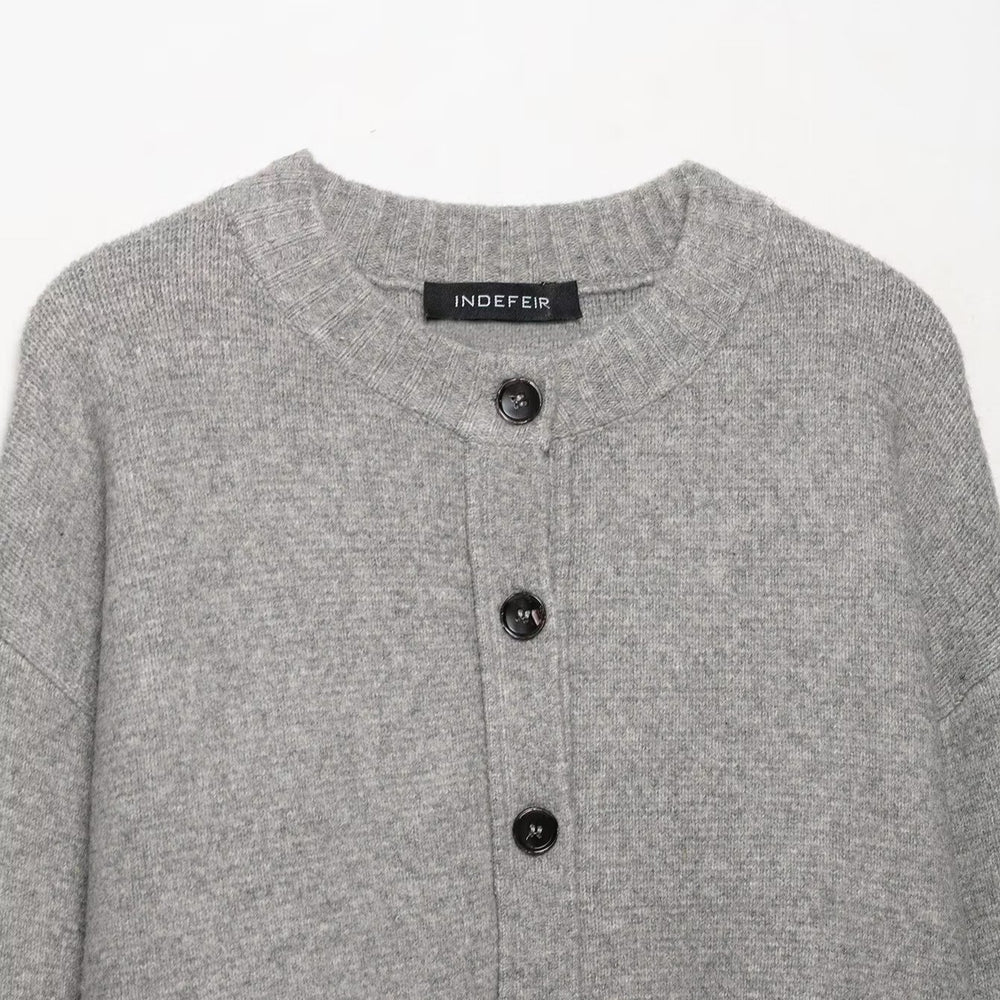 Damen Kurze Strickjacke mit durchgehender Knopfleiste und überschnittenen Schultern Fudus