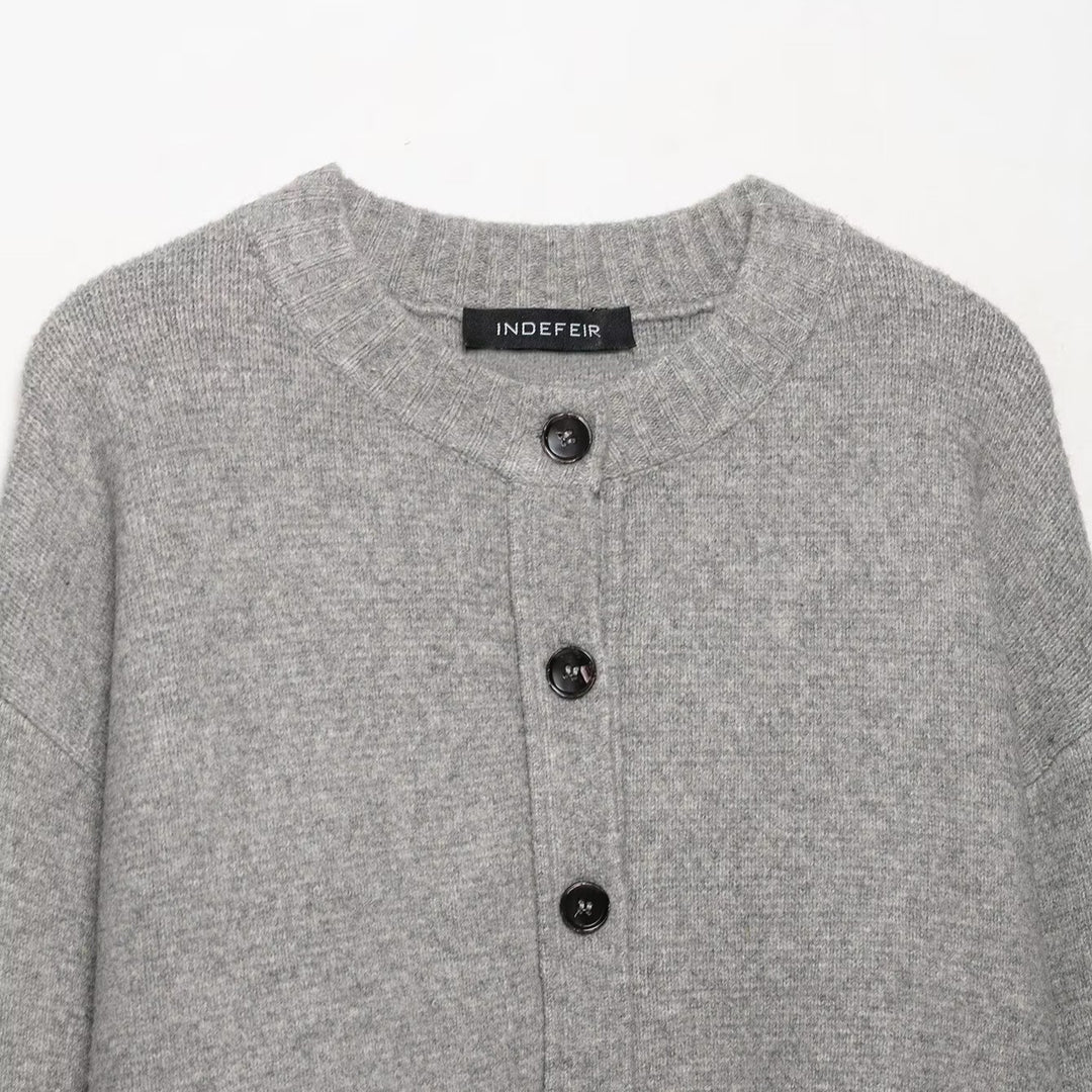 Damen Kurze Strickjacke mit durchgehender Knopfleiste und überschnittenen Schultern Fudus