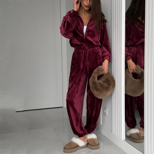 Damen Komfortabler Velours-Trainingsanzug Fudus