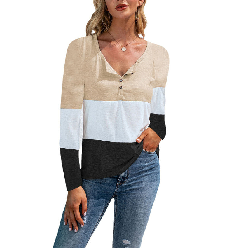 Damen Langarmshirt mit modischem Farbblockdesign Fudus