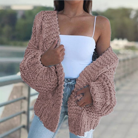 Damen Grobstrickcardigan mit oversized Ärmeln und lässigem Schnitt Fudus