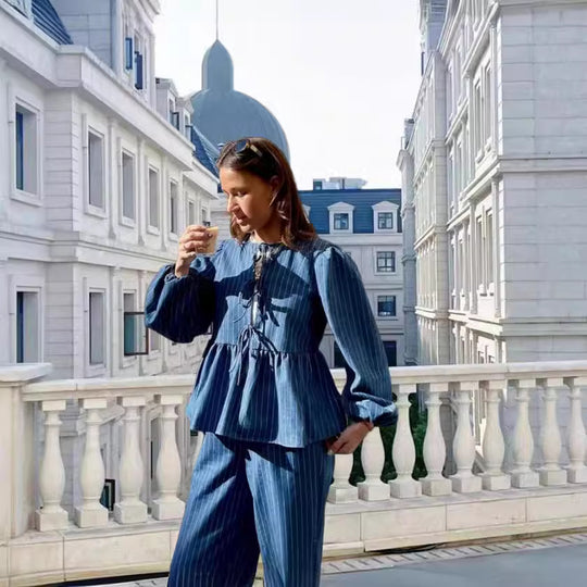 Damen lässige Bluse mit Volant und Rüschen Fudus