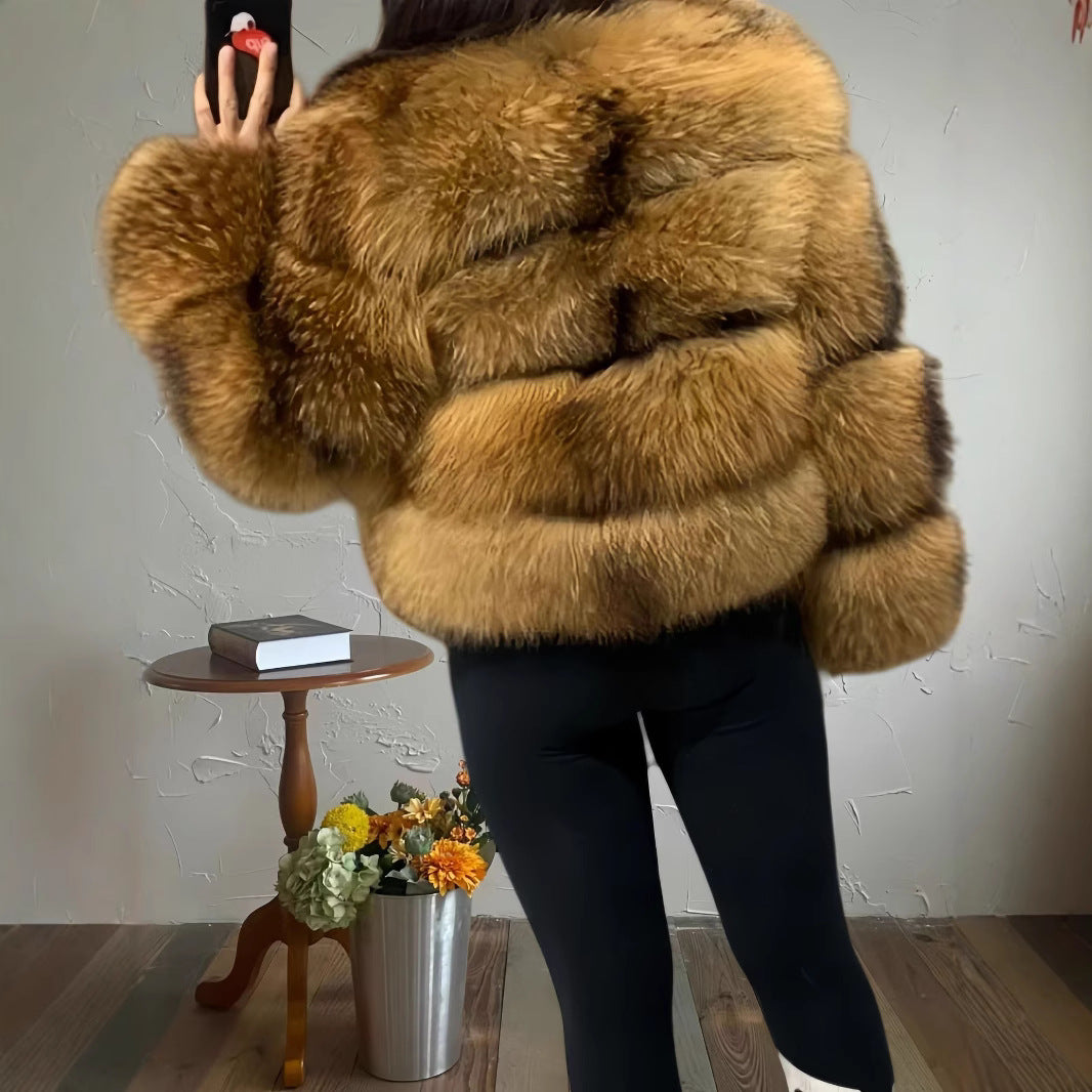 Damen kuschelige Pelzjacke Fudus