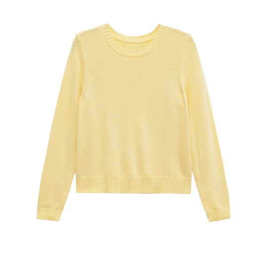 Damen kuscheliger Pullover mit Rundhalsausschnitt und elastischen Bündchen Fudus