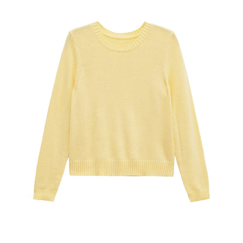 Damen kuscheliger Pullover mit Rundhalsausschnitt und elastischen Bündchen Fudus