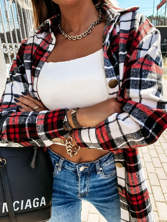 Damen Karierte Fleecejacke Fudus