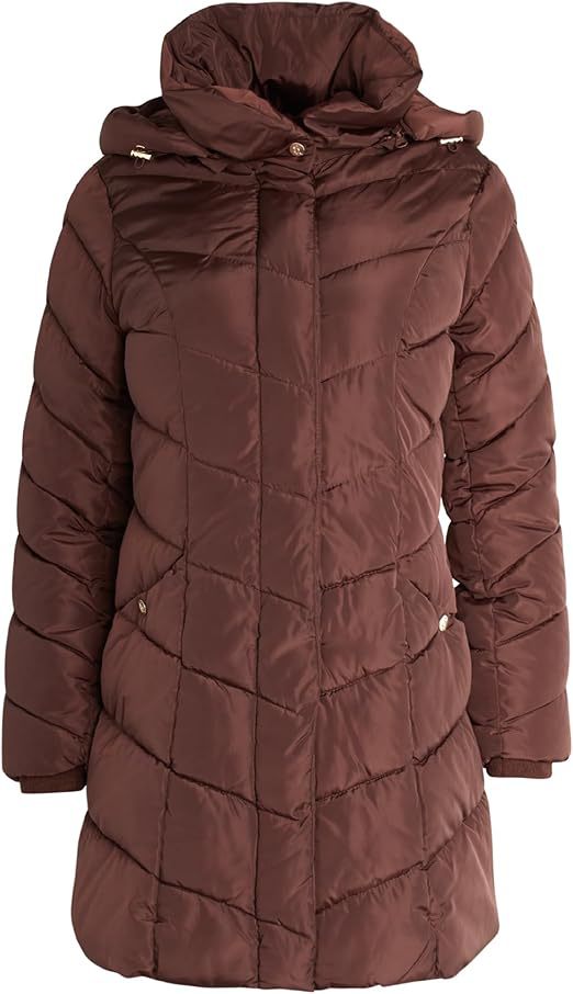 Damen Langer gesteppter Winterparka mit hochgeschlossenem Kragen Fudus