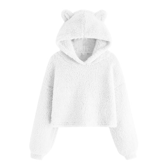 Damen Kuscheliger Fleece Hoodie mit Bärenohren Fudus