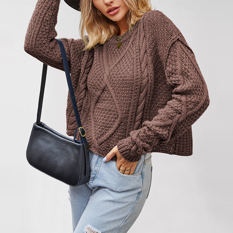 Damen Grobstrickpullover mit strukturiertem Zopfmuster Fudus