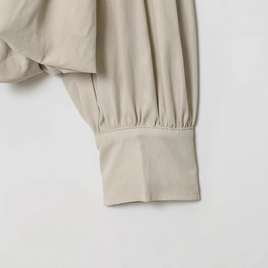 Damen lässige Bluse mit hochgeschlossenem Kragen und voluminösen Ärmeln Fudus