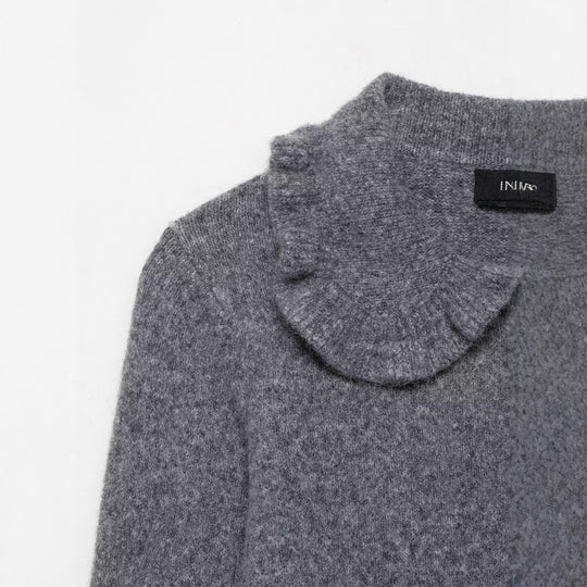 Damen kuschelige Strickjacke mit Rüschenkragen Fudus