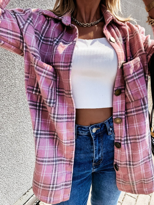 Damen Karierte Fleecejacke Fudus