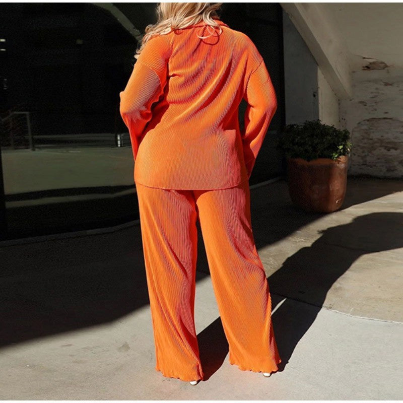 Damen elegantes Satin Pyjama-Set mit modernem Streifenmuster Fudus