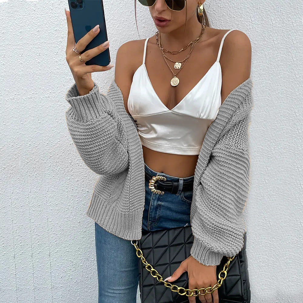 Damen Grobstrickjacke mit oversized Ärmeln und offener Front Fudus