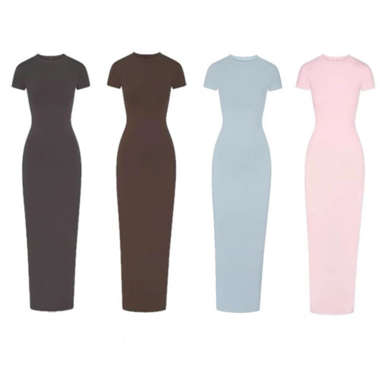 Damen Figurbetontes Maxikleid mit kurzen Ärmeln