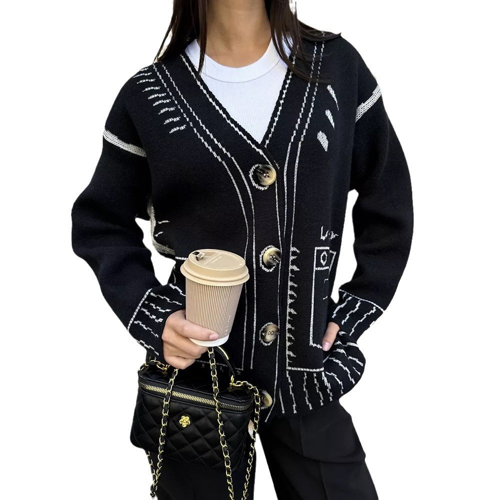 Damen Modischer Strickcardigan mit einzigartigem Design Fudus