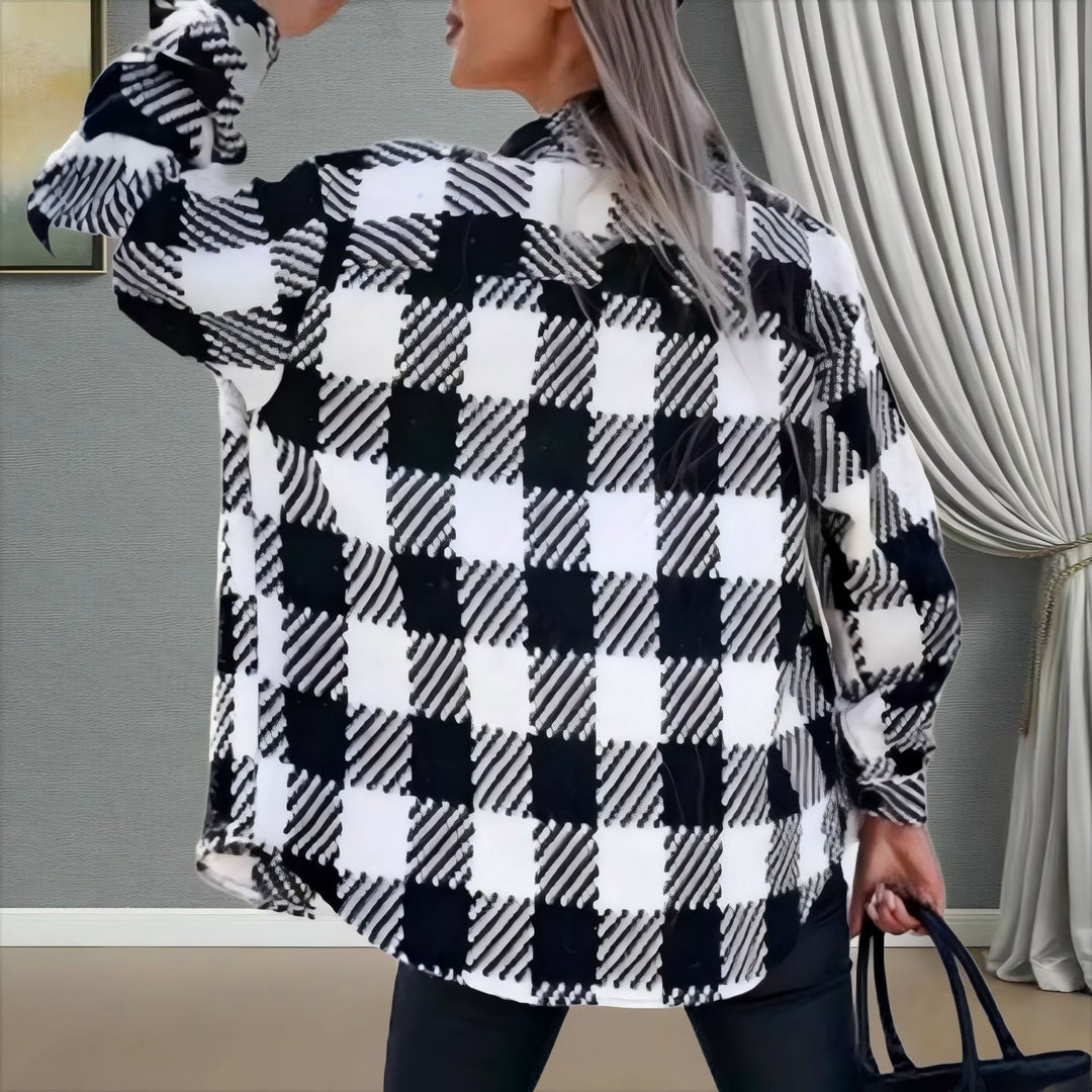 Damen Karierte Overshirt-Jacke Fudus