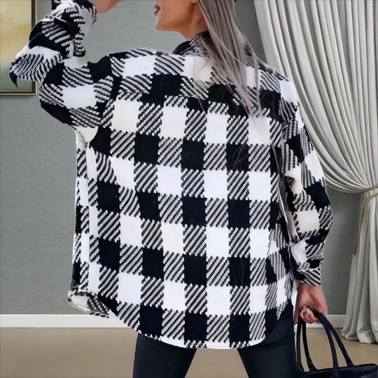 Damen Karierte Overshirt-Jacke Fudus