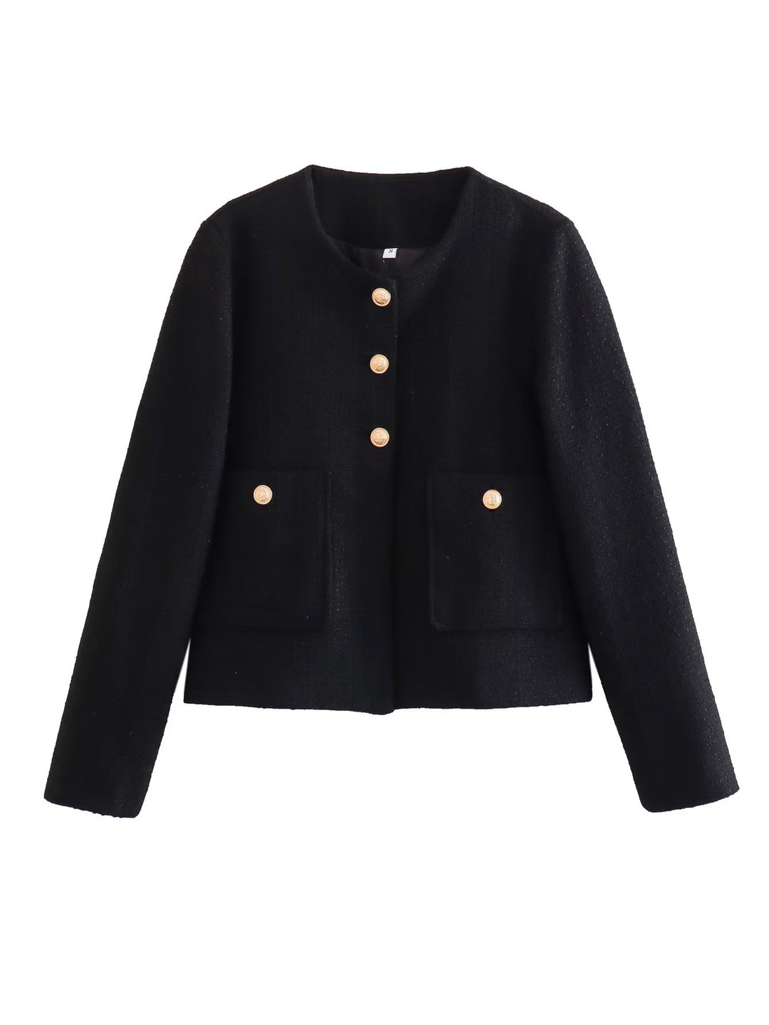 Damen Kurze Tweedjacke mit dekorativen Knöpfen Fudus