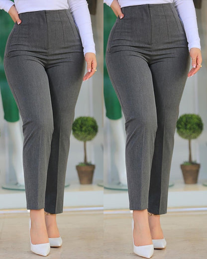 Damen hoch taillierte Hose mit eleganten Falten